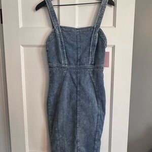 Hello Molly Washed Blue Denim Midi Dress